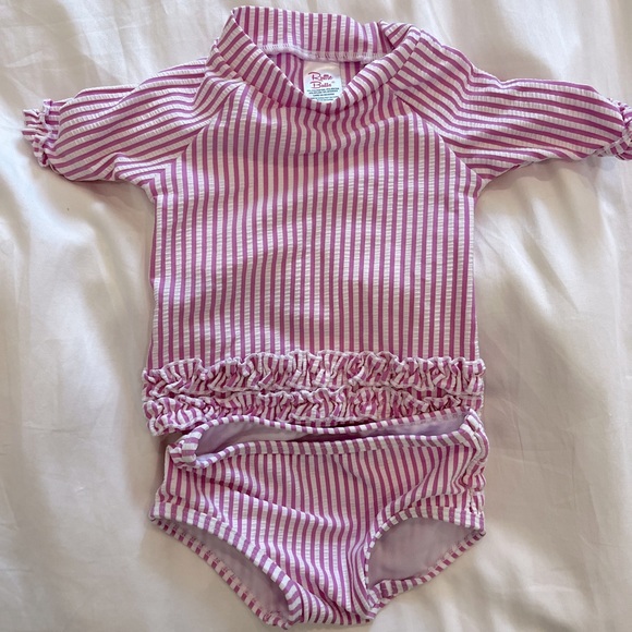 Ruffle Butts Other - Pink & white striped Rufflebutts swimsuit